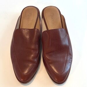 Madewell Cognac Leather Slip-On Mules 7.5 Preppy Academia
